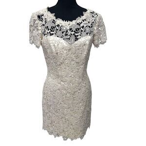 Modern Trousseau 100% Silk Custom Full Lace Wedding Dress Size Small